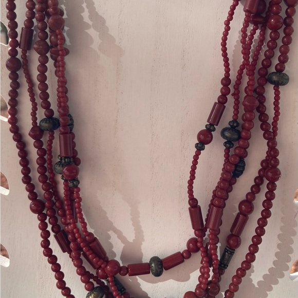Premier Designs Faux Red Jasper Necklace 6 strand 18” vintage - Picture 2 of 6
